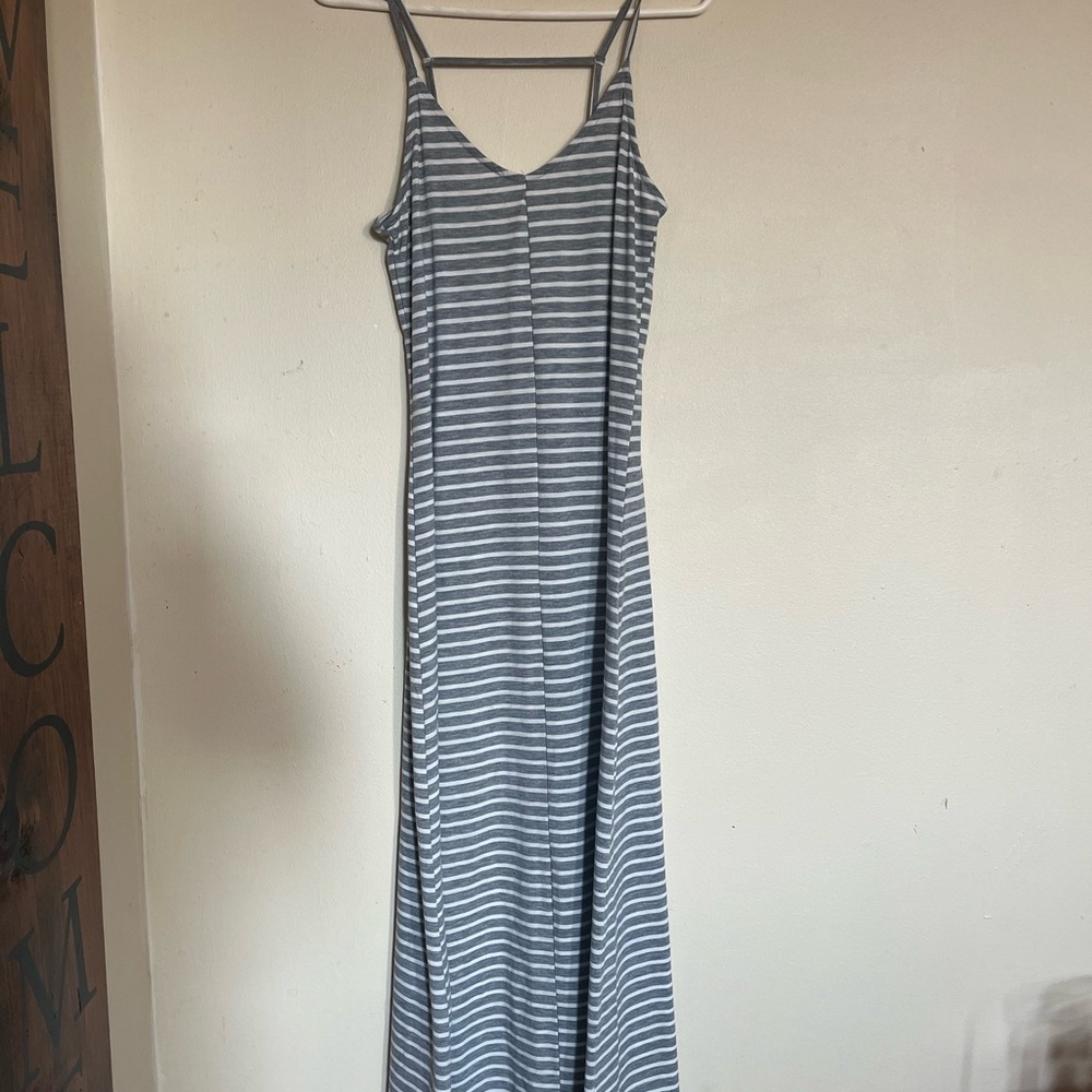 Source Unknown Blue and White Striped Maxi Dress